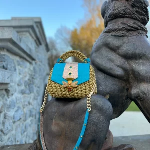 Alternative view of Kvačkana torbica v turkizno-zlati barvi